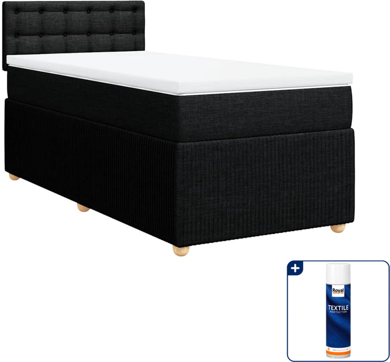 vidaXL Boxspring 100 x 200 cm - stof - zwart - Inclusief textielbeschermer 500 ml