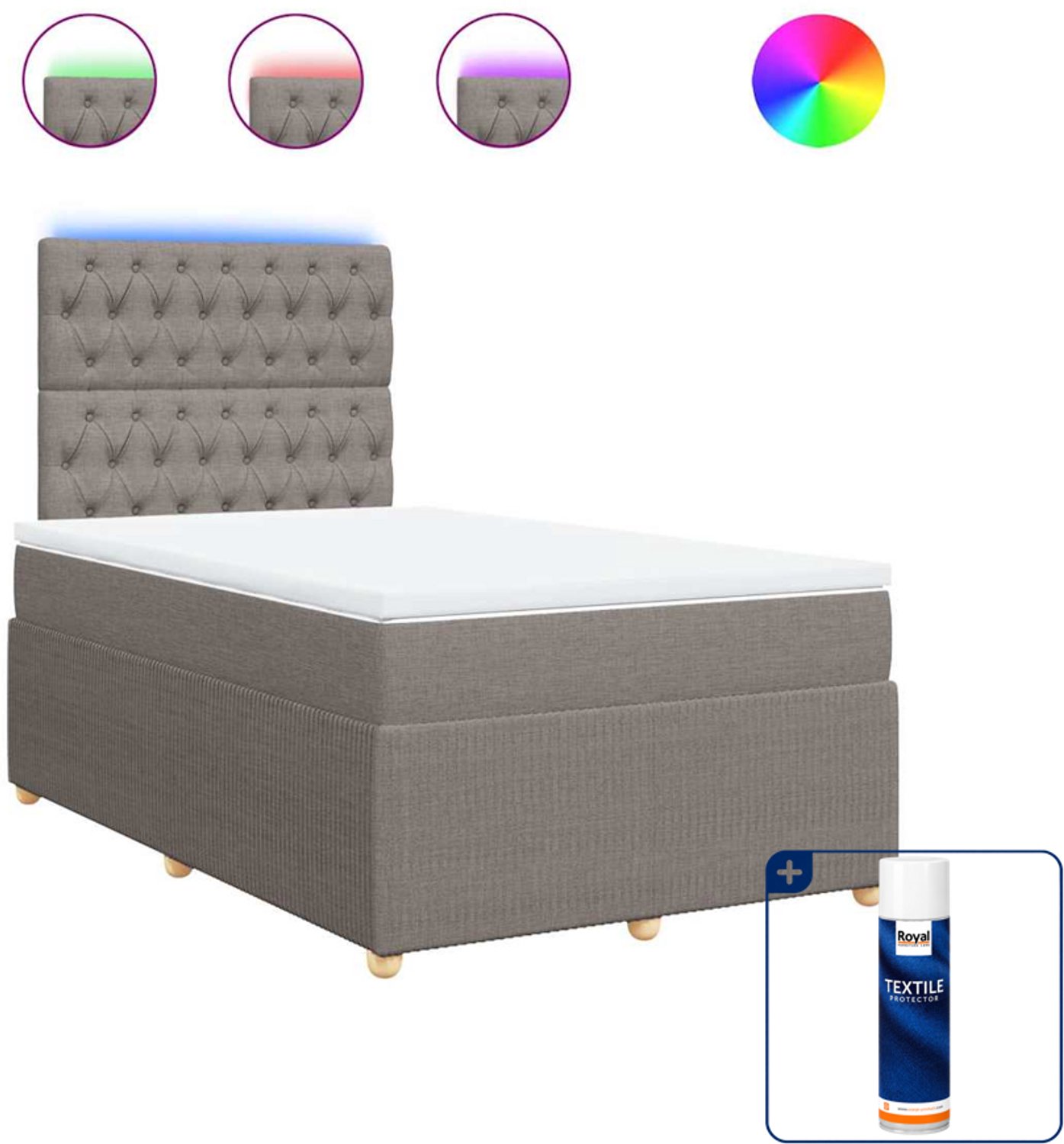 vidaXL Boxspring met matras - 120 x 200 cm - taupe - Inclusief textielbeschermer 500 ml