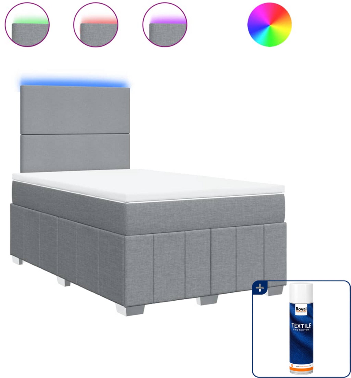 vidaXL boxspring met matras 120 x 190 cm - lichtgrijs - Inclusief textielbeschermer 500 ml