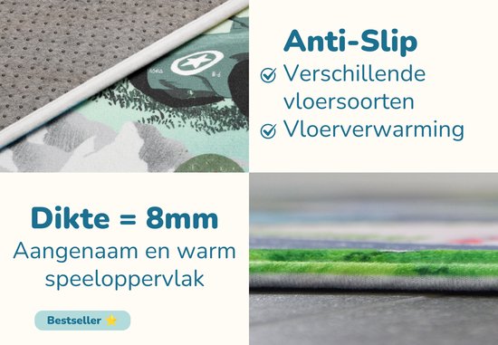 Mats & Joy® Auto Speelmat België 130x180cm - Wasbaar - Fluweelzacht - Anti-slip - Groot Auto Speeltapijt Kinderen - Speelkleed Baby - Autokleed van Mats & Joy — afbeelding 4