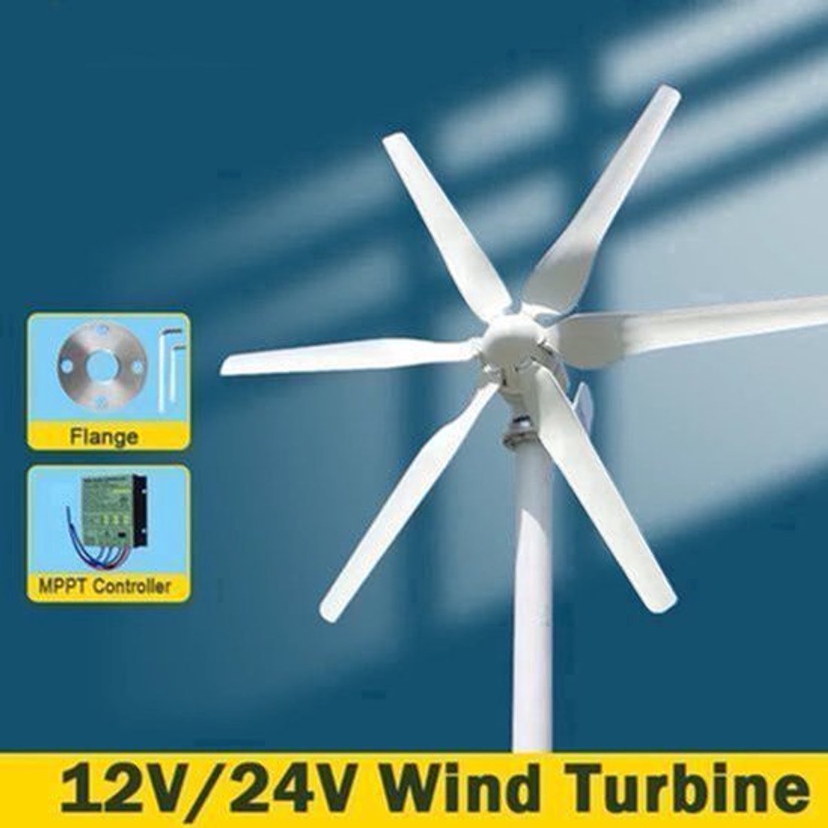 12V Windmolen Generator – Windturbine – Windenergie Generator – Windkracht Turbine – Windmolen Systeem – 3000W Vermogen – MPPT-Regelaar Voor Maximaal Rendement