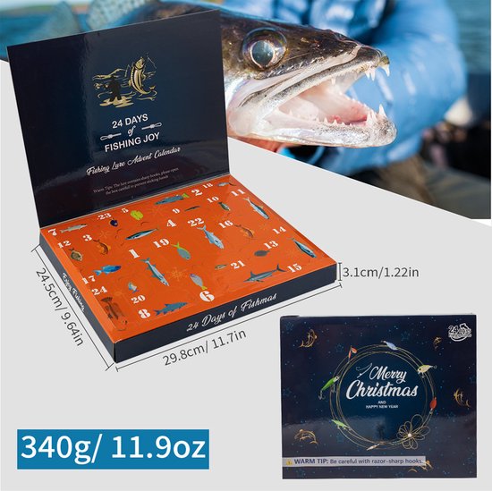 Kerst‑adventskalender 2026- 24‑delige kunstaas set voor vissen- divers assortiment met minnow- lepels en spinvislokken- feestcadeau voor vissersliefhebbers — afbeelding 4