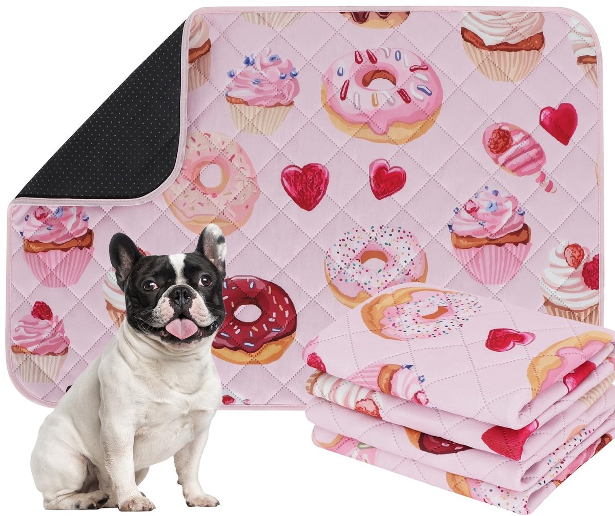 Elzusha - Set van 2 Wasbare Hondentrainingsmatten - Cakepatroon en Absorberend - 75 x 50 cm
