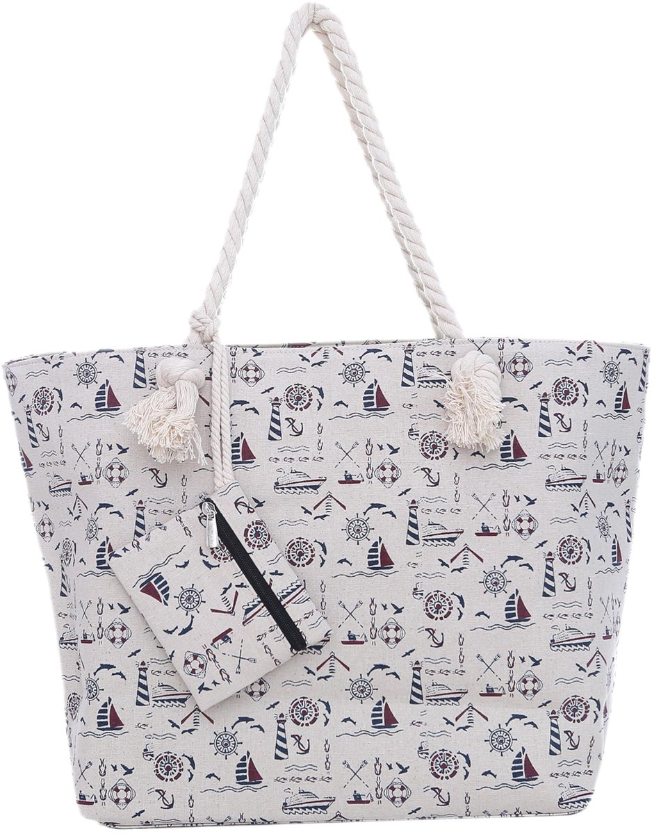Elzusha - Grote strandtas met rits - 58 x 38 x 18 cm