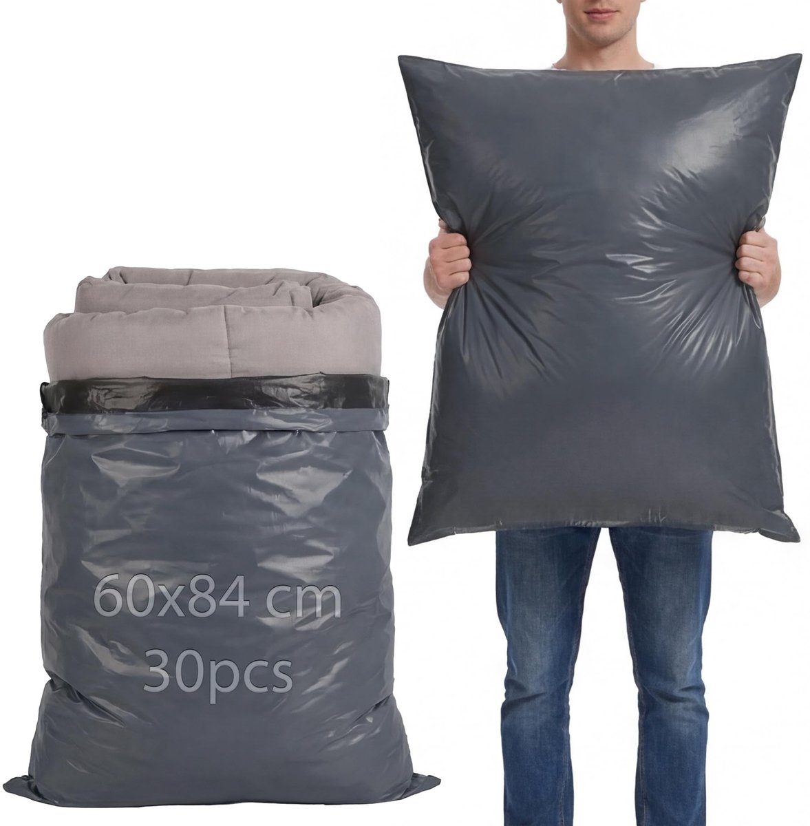 Elzusha - Set van 30 Grote Verzendzakken 60 x 84 cm met Zelfsluitende Sluiting