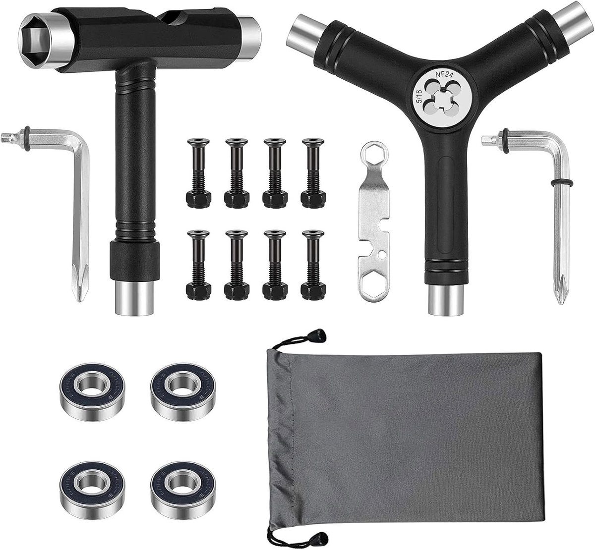 Multifunctioneel Skateboardgereedschap – All-in-One T-Tool en Y-Tool Draagbaar met Inbussleutels Voor Skateboards en Longboards