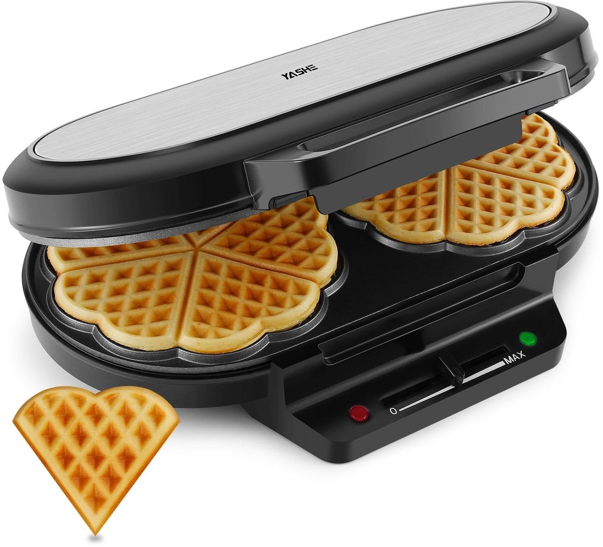Elzusha - Wafelijzer met hartvorm voor 10 klassieke wafels