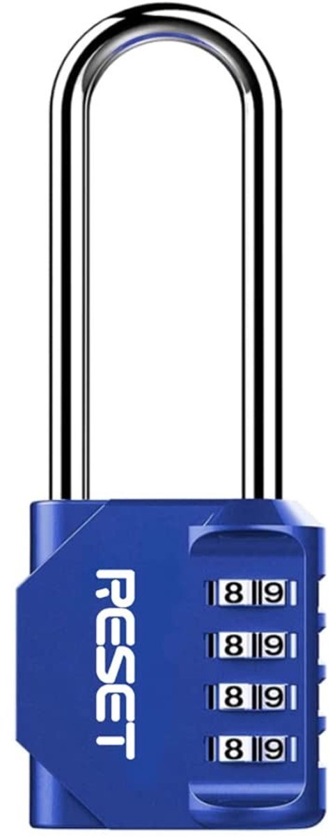 Elzusha - 4-Digit Combinatieslot met Lange Beugel - Blauw