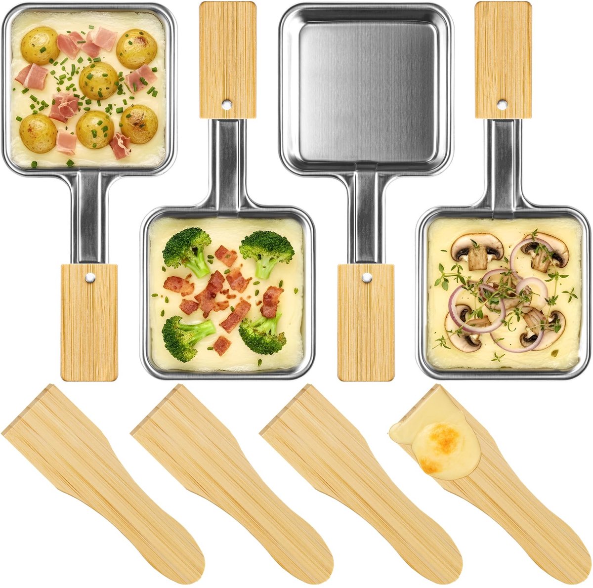 Elzusha - Mini Raclette Grill Pan van Roestvrij Staal zonder Coating