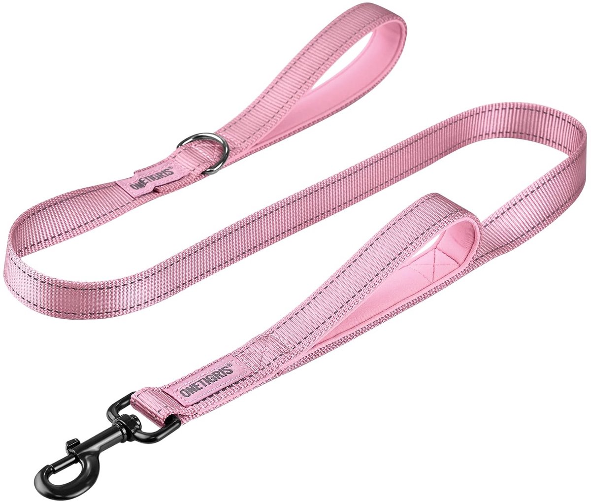 Elzusha - Hondenriem met 2 Handgrepen en Reflecterende Strepen, 122 cm, Roze