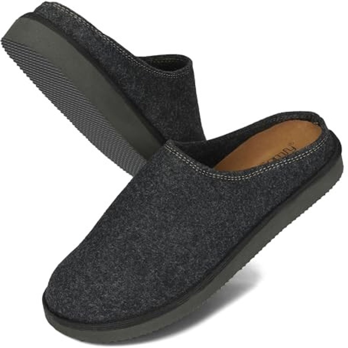 Elzusha - Natuurlijke Vilt Slippers met Leer Inlegzool en Geheugenfoam