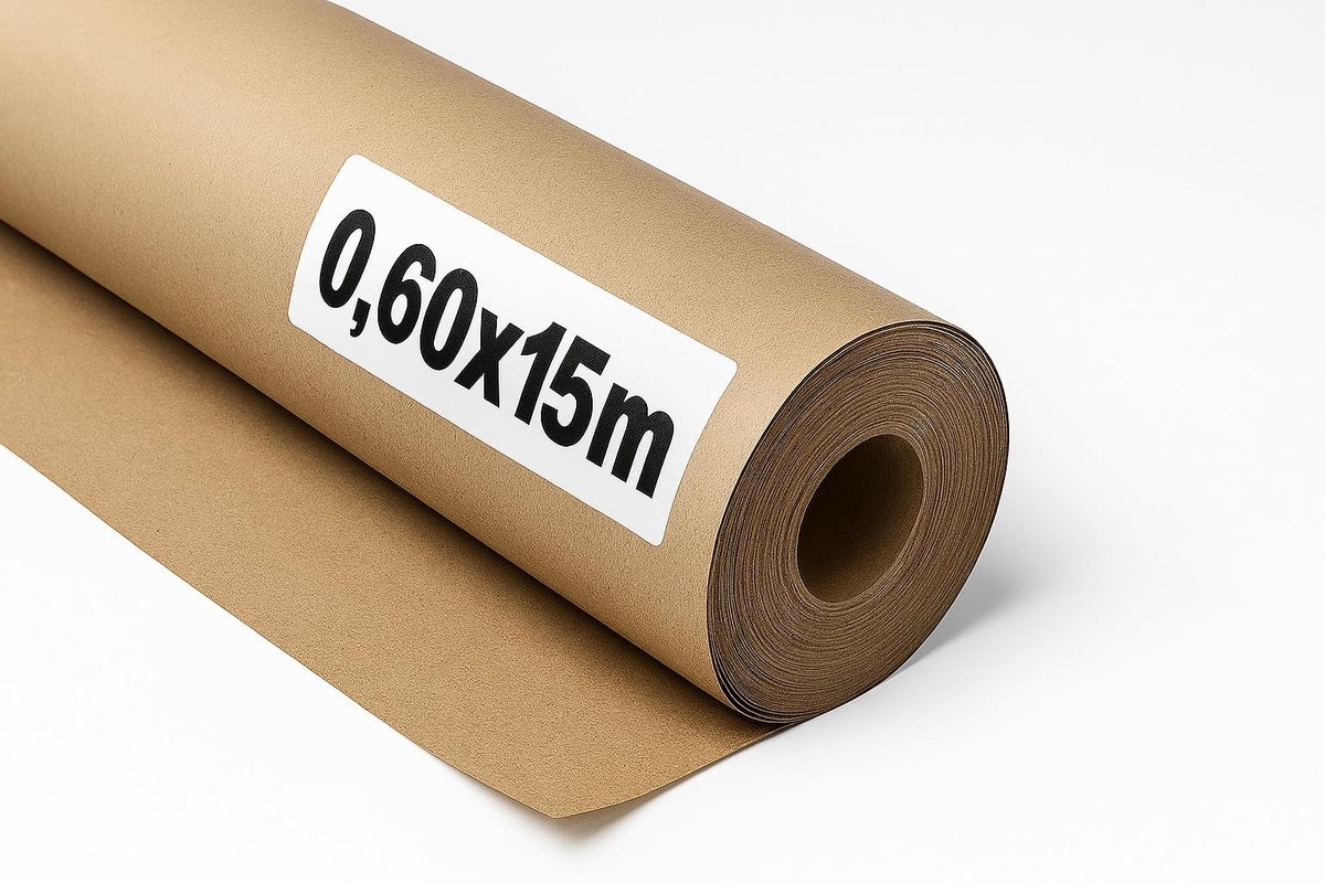 Elzusha - Natuurlijk Bruin Kraftpapier - 70 g/m² - Rol 0.6 x 15 m - 3 Rollen