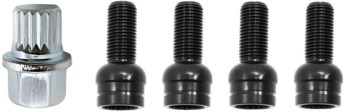 Elzusha - M14x1.5 Wielbouten met moersleutel voor VW en Audi - Roestvrij staal