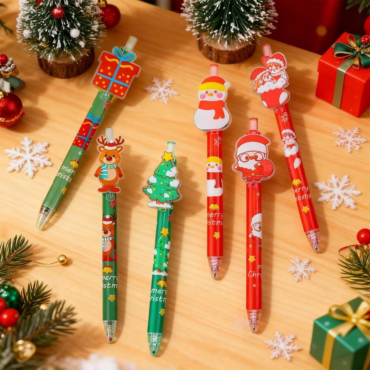 Elzusha - 16 Stuks Balpen - Kerst Cadeaus - Zwart