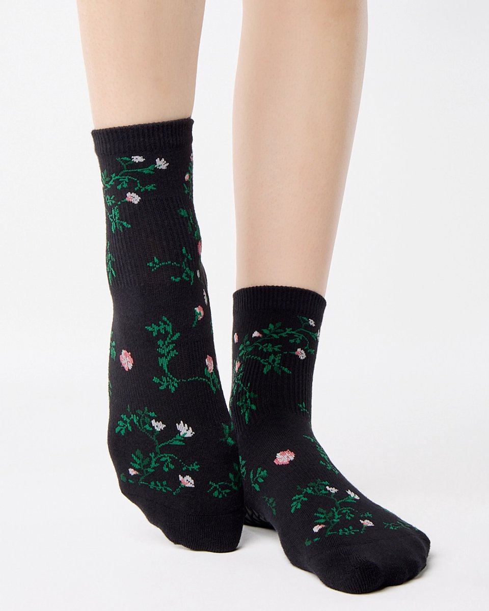 Pointe Studio Dames Rose Garden Enkel Grip Sok - Zwart -39-42