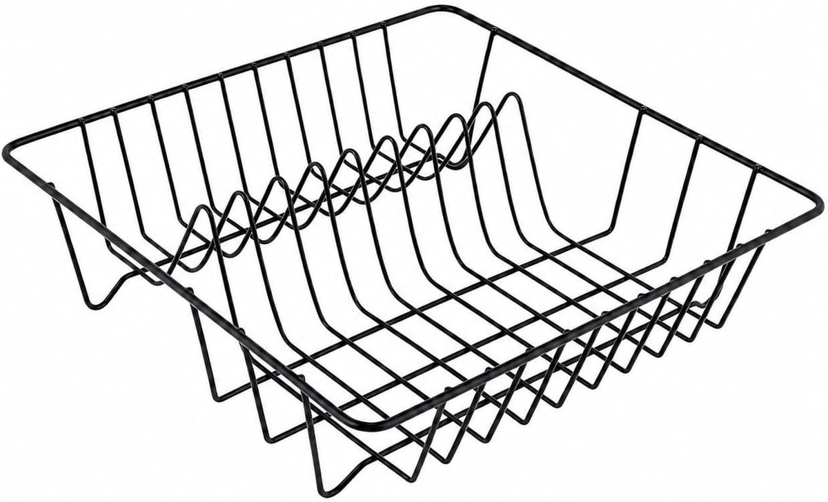 Afdruiprek - Zwart - 35 x 9,5 x 34 cm - Draad met Kunststof Coating - Ruimtebesparend Keukenaccessoire
