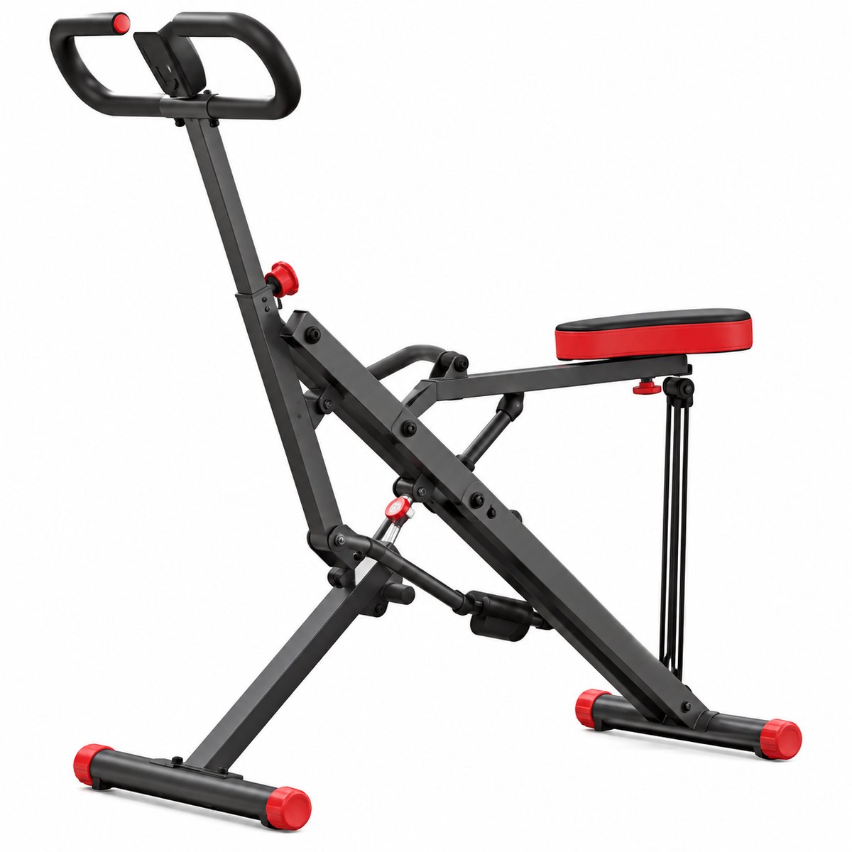 VILIMA - Squatmachine - Roeimachine - 2 in 1 fitnessapparaat - Thuisfitness - Opvouwbaar - Krachttraining - Incl. display - Zwart - 110c49x124,5cm