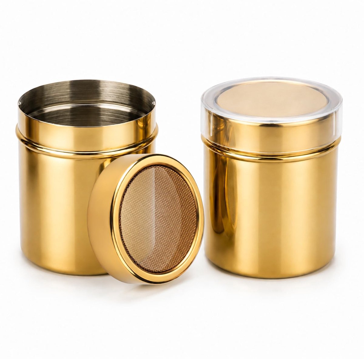 Elzusha - Gouden Roestvrijstalen Poedersuiker Shaker - 2 Stuks