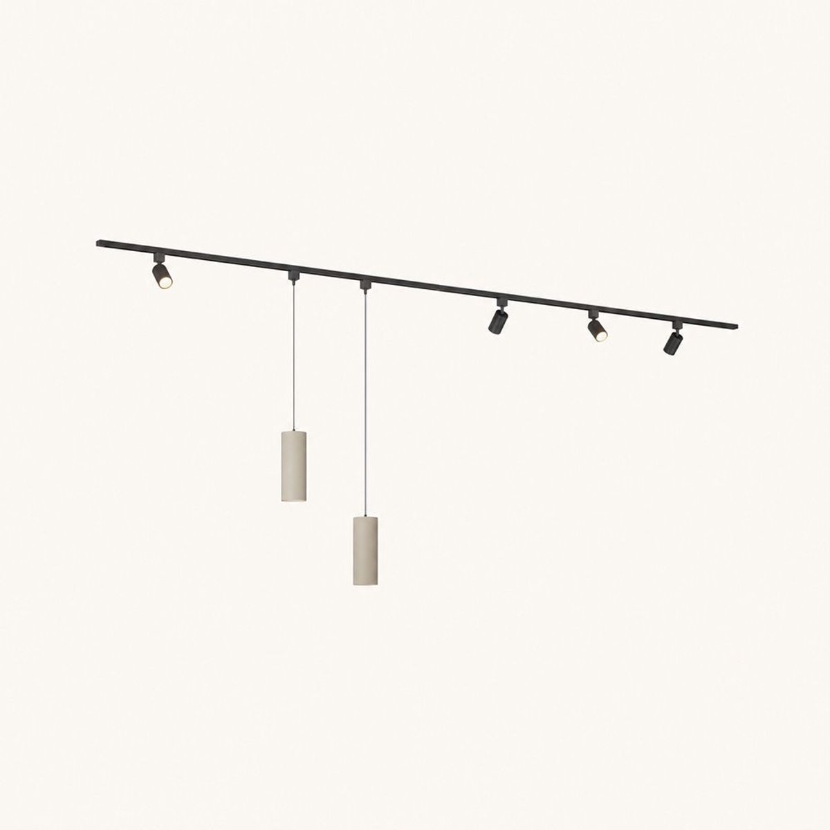 LUSENZ Railverlichting Pakket - Recht - 2x 1,5 m rail - 4 railspots - 2 hanglampen - Incl. 2700K GU10 - IP20 - Modulair - 230V - Taros/Belano(L) -