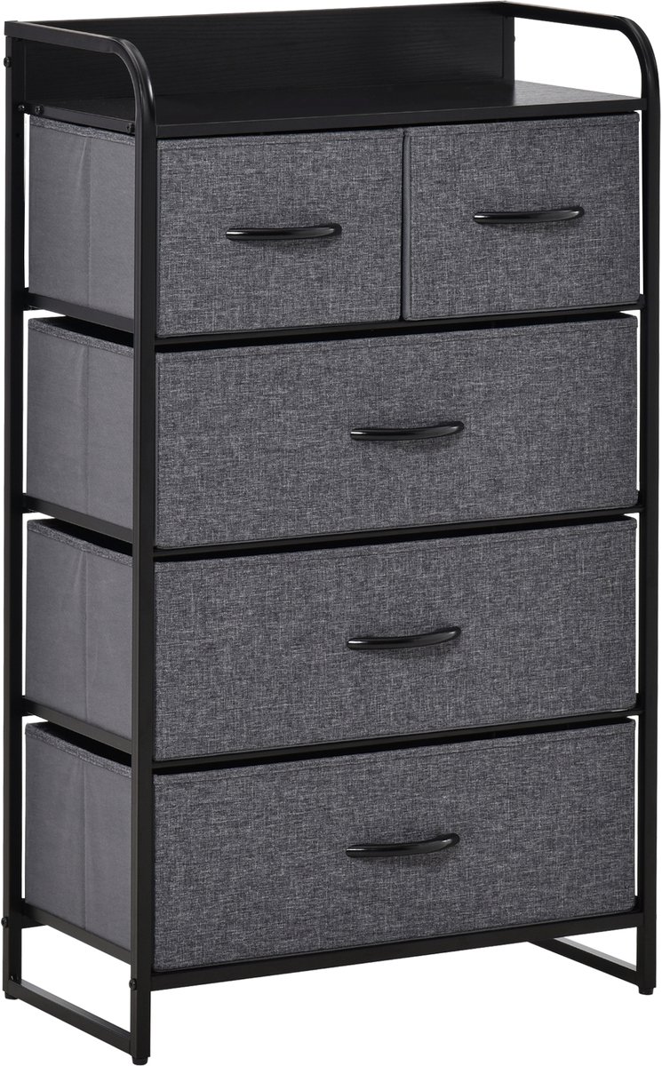 HOMCOM-stoffen dressoir-stof-58x29x99cm-grijs