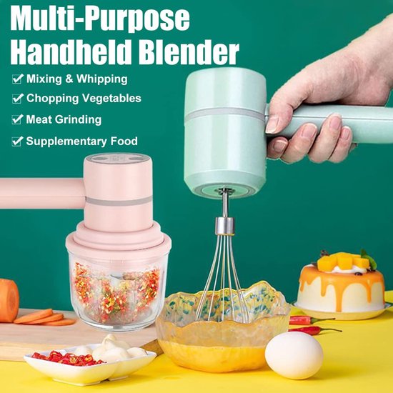 Blender-garde-2-in-1 draadloze elektrische blender, draagbare multifunctionele keukenmachine, kan worden gebruikt om eieren te mixen, slagroom te kloppen, knoflook te hakken, enz van Blender — afbeelding 3