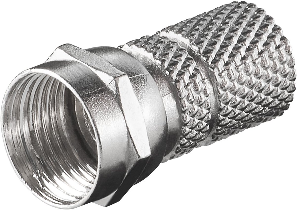 Goobay F-connector met schroefbevestiging 7,3 mm, adapter van zink met schroefdraad en nikkelcontacten