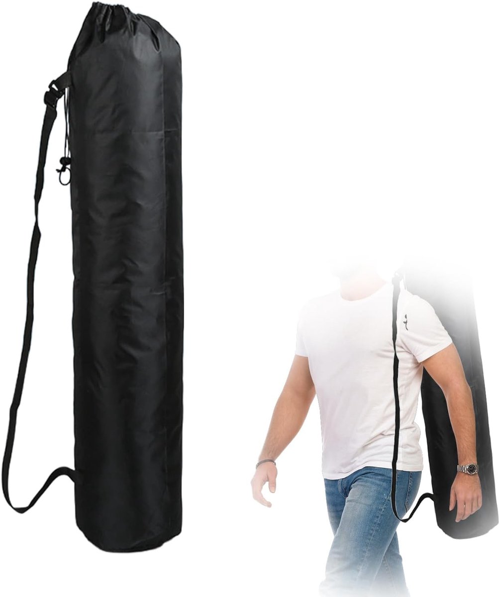 Opbergtas voor yogamat - Tas met trekkoord - 145 cm - Met stevige handvatten - Duurzame Oxford-stof - Reisaccessoire - Geschikt voor sport en fitness - Zwart