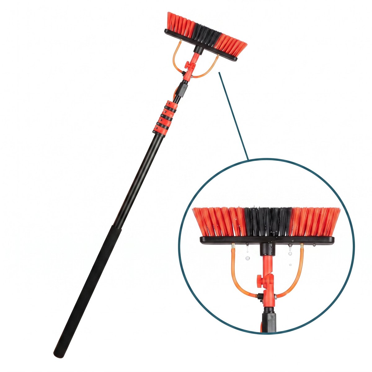 Cheqo® Telescopische Wasborstel met Waterdoorvoer - Waterborstel - Waterbezem - Telescoopsteel met Borstel - Uitschuifbare Waterborstel voor Ramen Wassen - Glazenwasser - Zonnepanelen Reinigen - Auto Wassen - Autoborstel XXL - Wasborstel