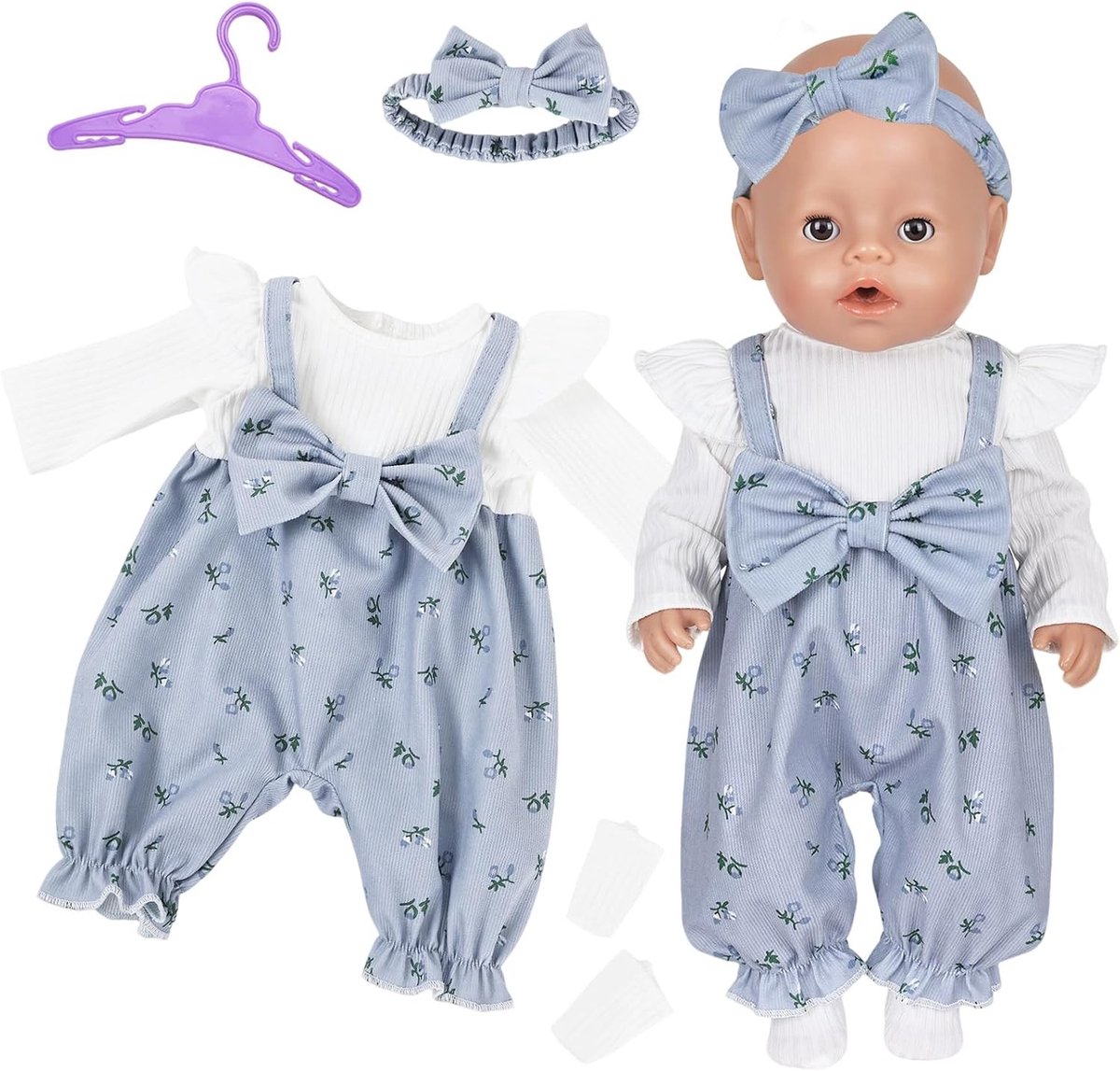 Romper Jurk voor Pop met Bloemenpatroon - Schattige Speelgoedoutfit voor Kinderen, Perfect voor Verjaardagen en Feestjes