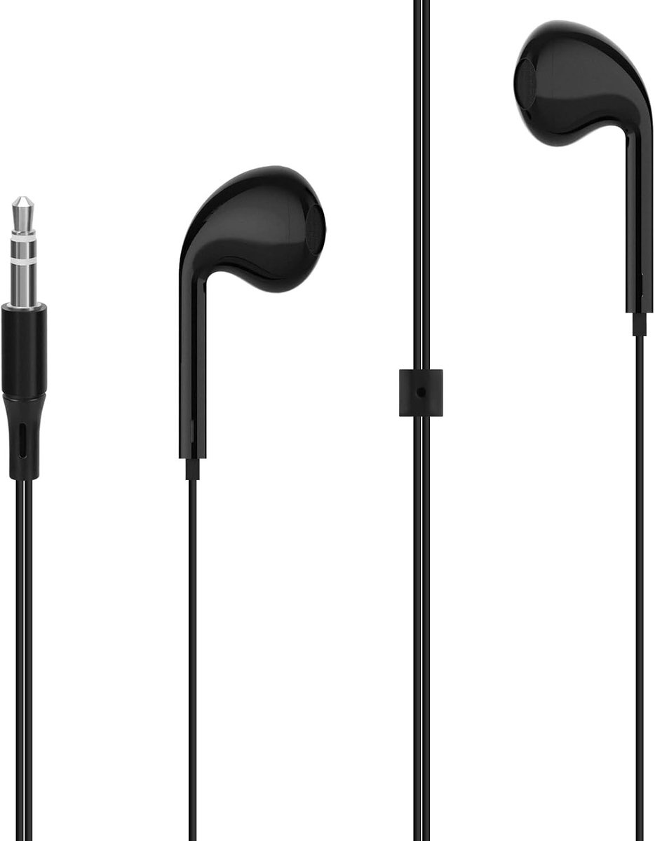 Draadloze In-Ear Hoofdtelefoon met 3.5mm Aansluiting voor Roku Afstandsbediening, Ideaal voor Films en TV Series, Zwart, 9.8 FT Kabel