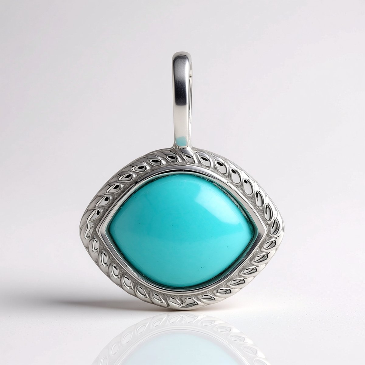 Cavill - Amazoniet Hanger 1,8 ct Marquise Cabochon - 925 Sterling Zilver Gerhodineerd - Braziliaanse Edelsteen - Turkooisachtig Uniek Sieraad
