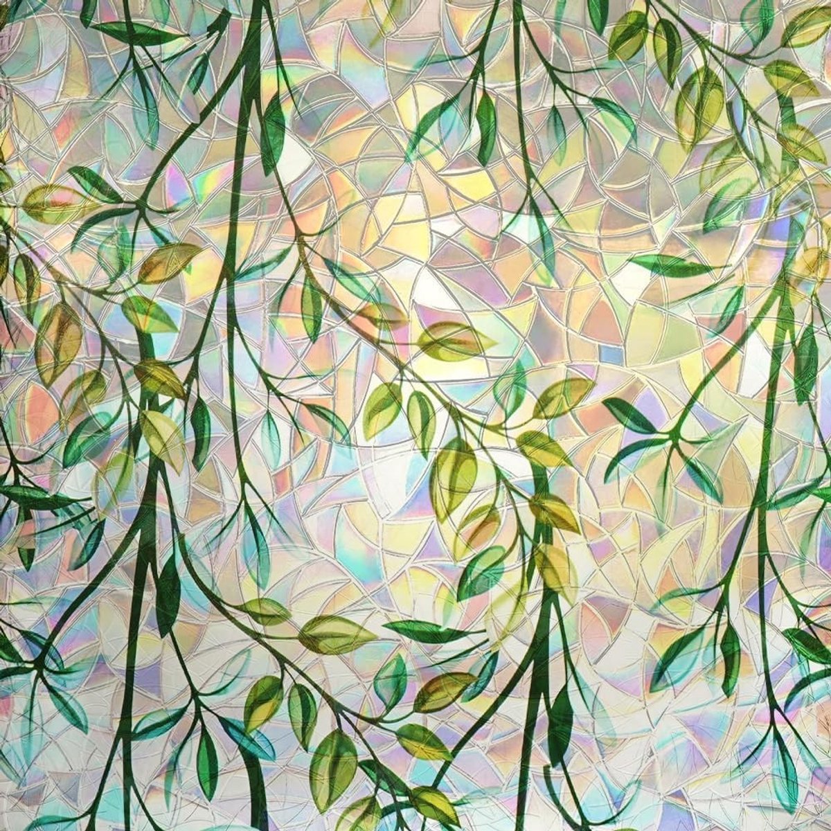 Anti inkijk raamfolie - Kleurrijke bladeren - 44,5 x 200 cm - PVC decoratieve glasfolie - Voor thuis en kantoor