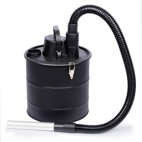 Zwarte Kinzo aszuiger met 18L reservoir, een 3m snoer en een flexibele slang.