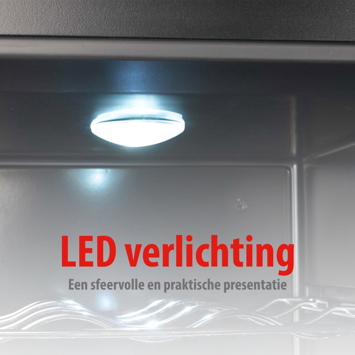 alpina Wijnkoelkast 50L – Wijnklimaatkast Vrijstaand voor 18 Flessen – Wijnkoeler zonder Compressor – Wijnkoelkast met Glazen Deur en LED Verlichting – 66 x 34,5 x 49cm – Zwart – foto 5