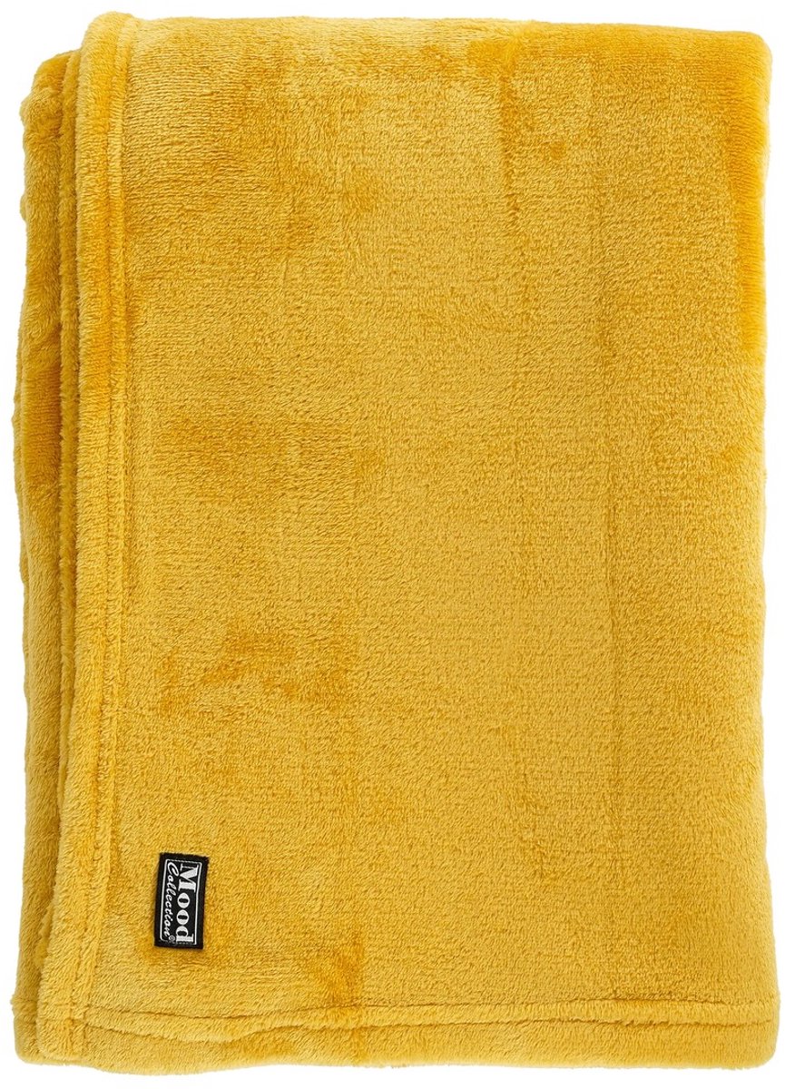 In The Mood Collection Famke Fleece Plaid - L180 x B130 cm - Geel