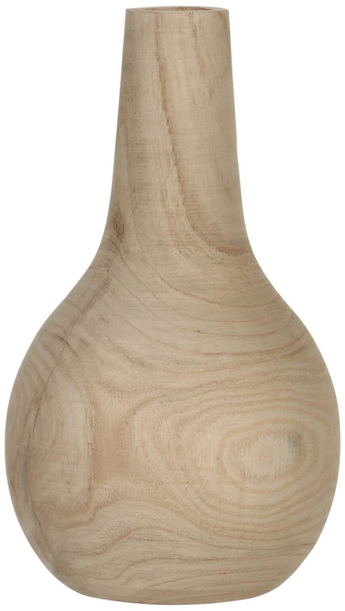 Mica Decorations Pia Vaas - H28 x Ø16 cm - Paulownia Hout - Lichtbruin