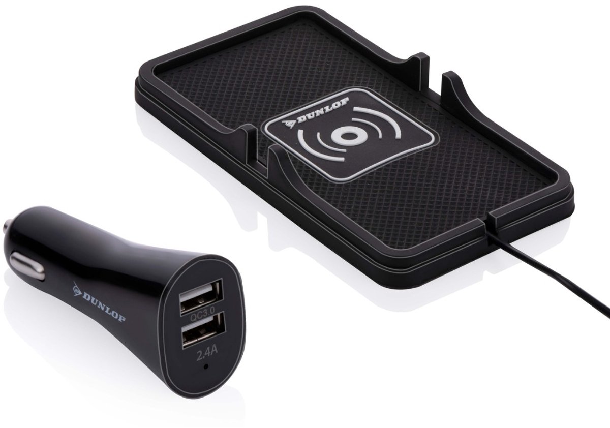 Dunlop Telefoonhouder Auto/ Qi Oplader - Draadloos Opladen - Snellader - Incl. Autolader en Kabel