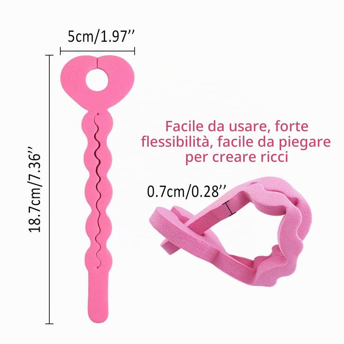 18-delige set met sponskrullers, zachte en elastische schuimkrullers, stylingtools van schuim die niet hoeven te worden uitgespoeld, Geschikt voor kort haar, dik lang haar en kort haar, roze Geschikt voor vrouwen/meisjes.