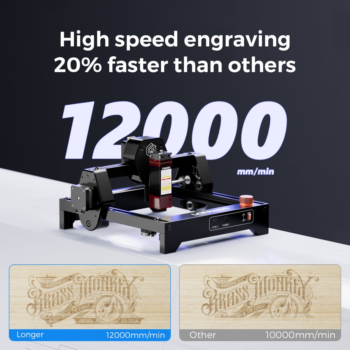 Lasergraveermachine LONGER RAY5 Mini 3.5W - 130x140 mm Werkgebied - 0.04 mm Precisie - Wi-Fi USB App - Hout Acryl Leer Metaal Keramiek