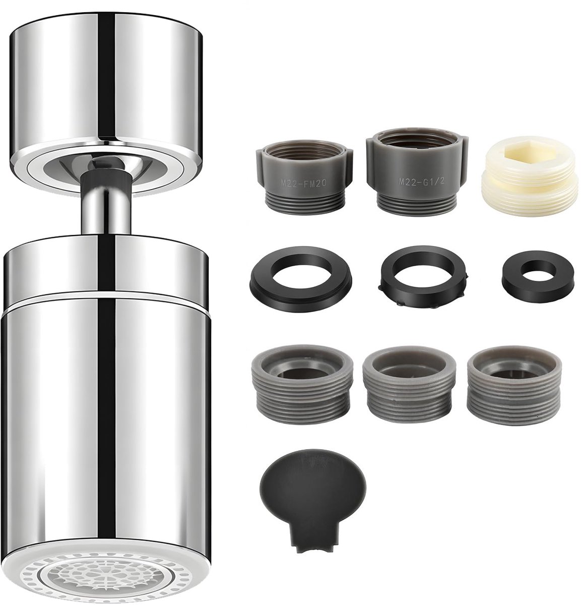 Kraan Opzetstuk - 360° Draaibaar Zwenkbaar - Met 2 Straalsoorten - Waterbesparend voor Keuken en Badkamer - M22/M24 Aansluiting