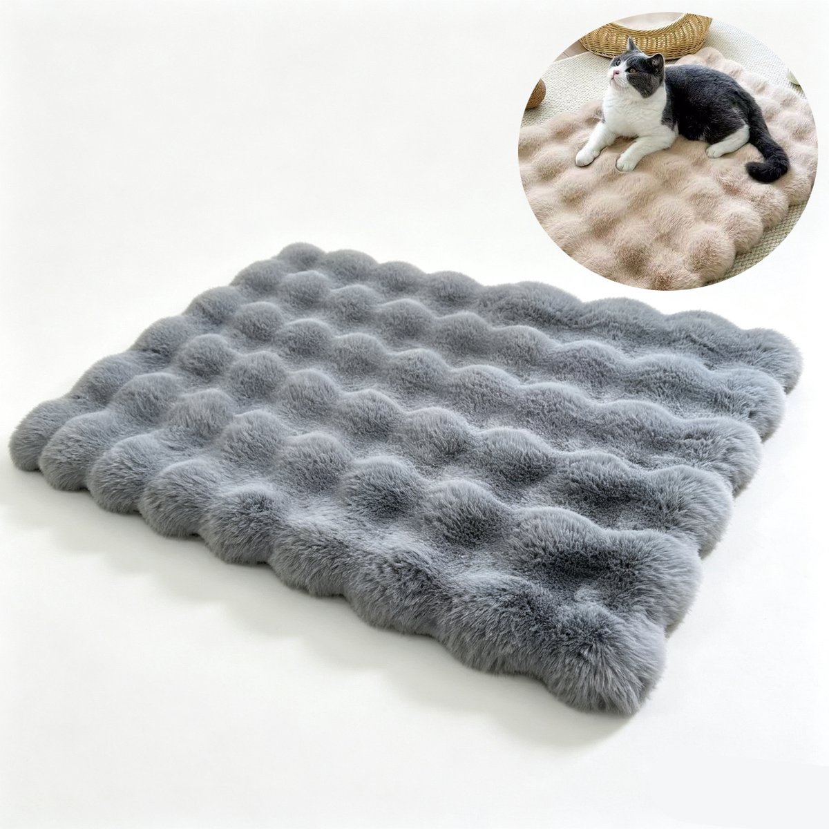 Stoelkussen - Zitkussen - Pluche stoelkussen - Pluche huisdiermat - Antislip - Met antislipdeeltjes - Pluche - 40 × 50 cm - Geschikt voor stoelen in studentenkamers en thuiskantoren, en voor huisdieren - Grijs