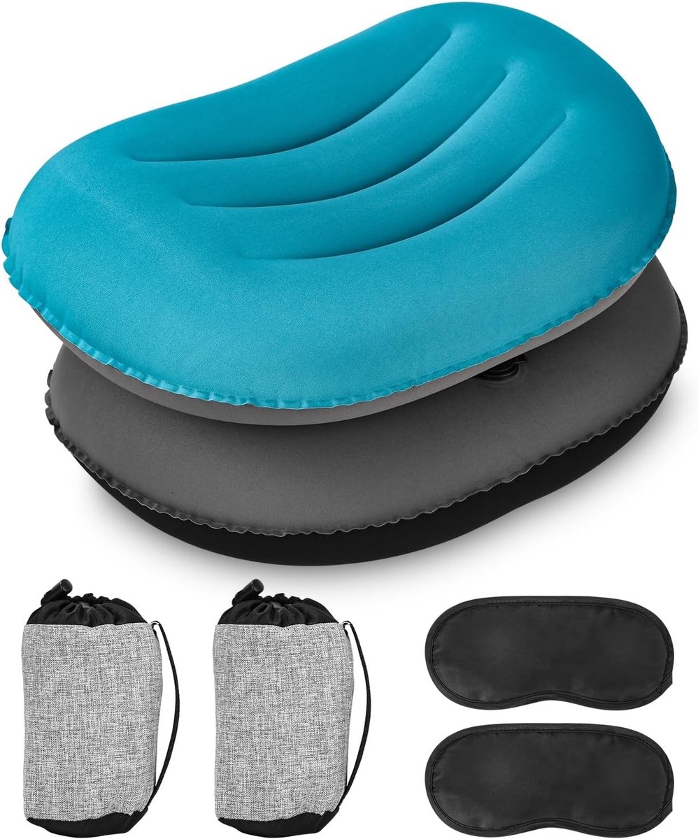 Ultralicht Opblaasbaar Kussen voor Kamperen, Perfect voor Strand, Wandelen en Buitenactiviteiten, Compact en Verstelbaar Reiskussen
