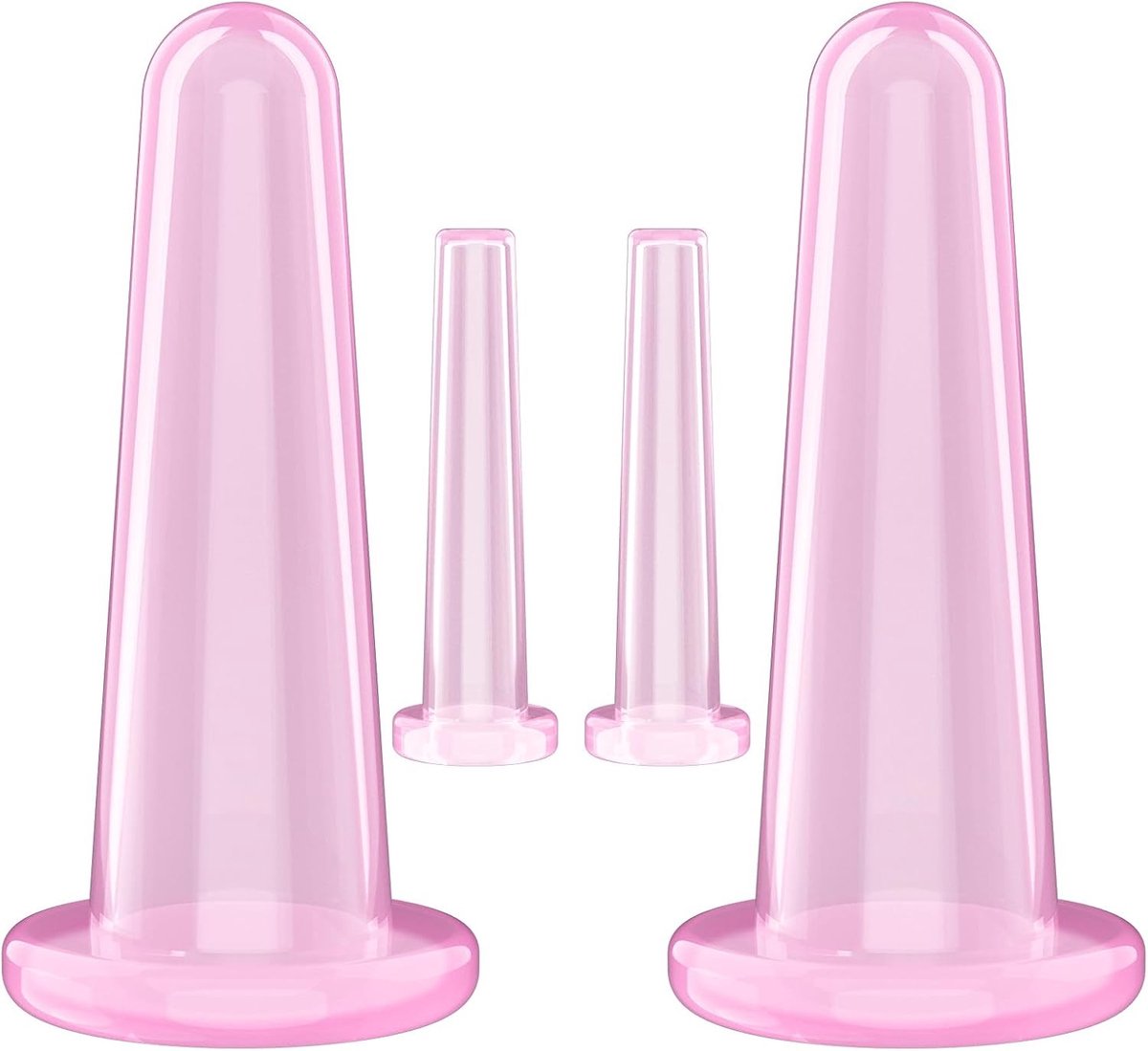 4-Delige Cupping Set voor Gezicht en Ogen, Eenvoudige Vacuümmassage, Vermindering van Dubbele Kin, Lipzwelling en Ontspanning van Gezichtsvocht (Roze)