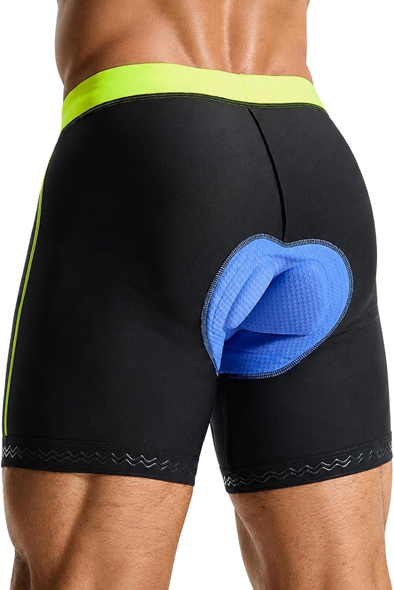 4D Gevoerde Fietsshorts voor Mannen, Fietsondergoed met Antislip Beenbanden, MTB Voering voor Comfortabel Fietsen en Rijden