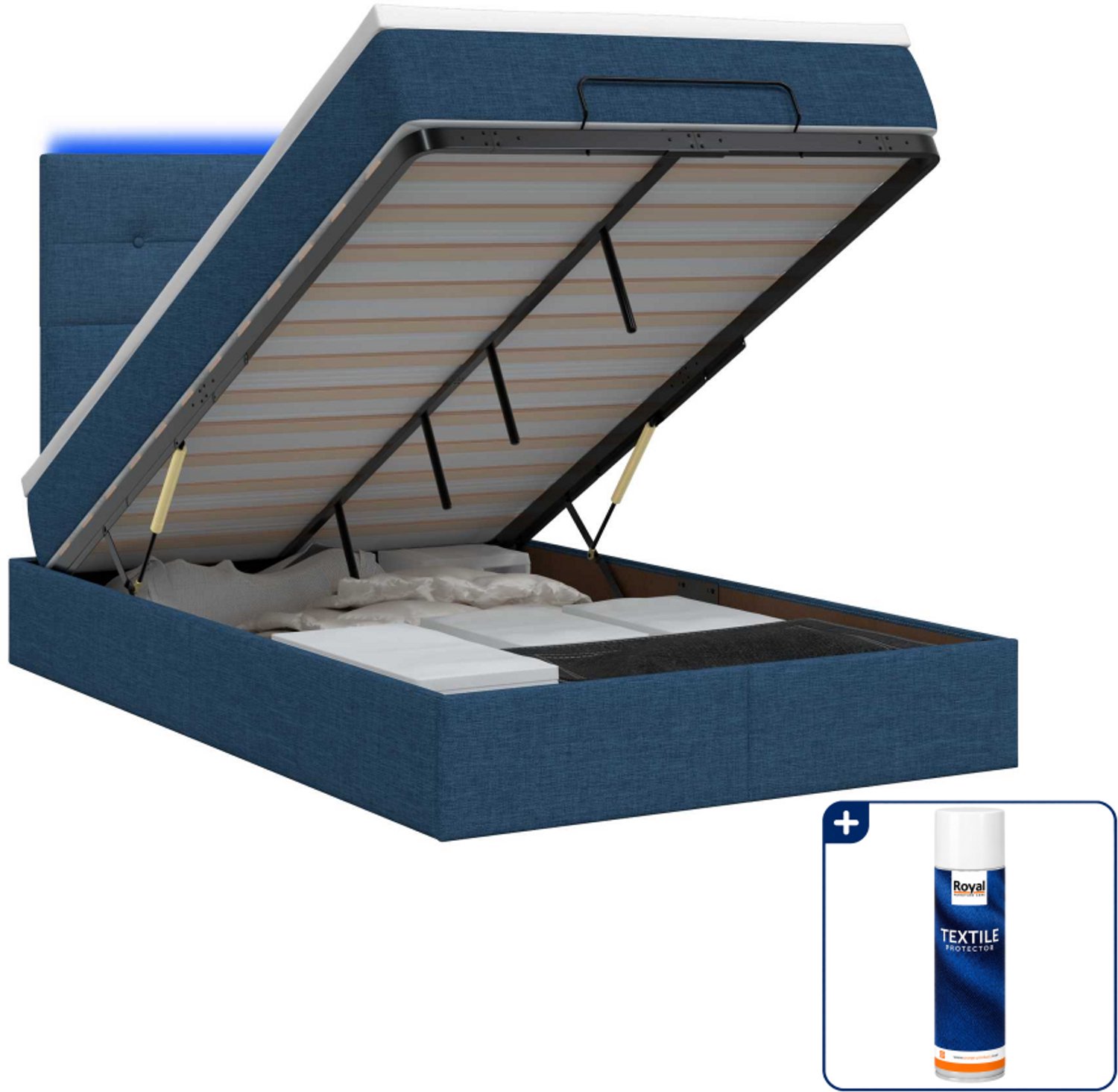 vidaXL ottoman bed - 120 x 200 cm - blauw - Inclusief textielbeschermer 500 ml