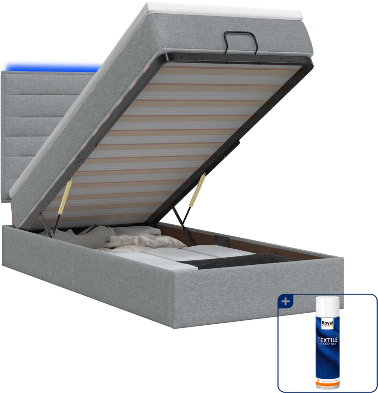 vidaXL ottoman bed - 90 x 200 cm - stof - lichtgrijs - Inclusief textielbeschermer 500 ml