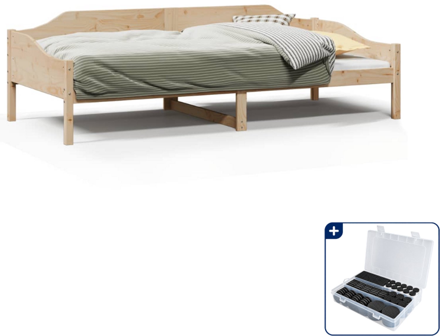 vidaXL bedframe - 80 x 200 cm - massief grenenhout - Inclusief antikrasvilt 177-delig Bruin
