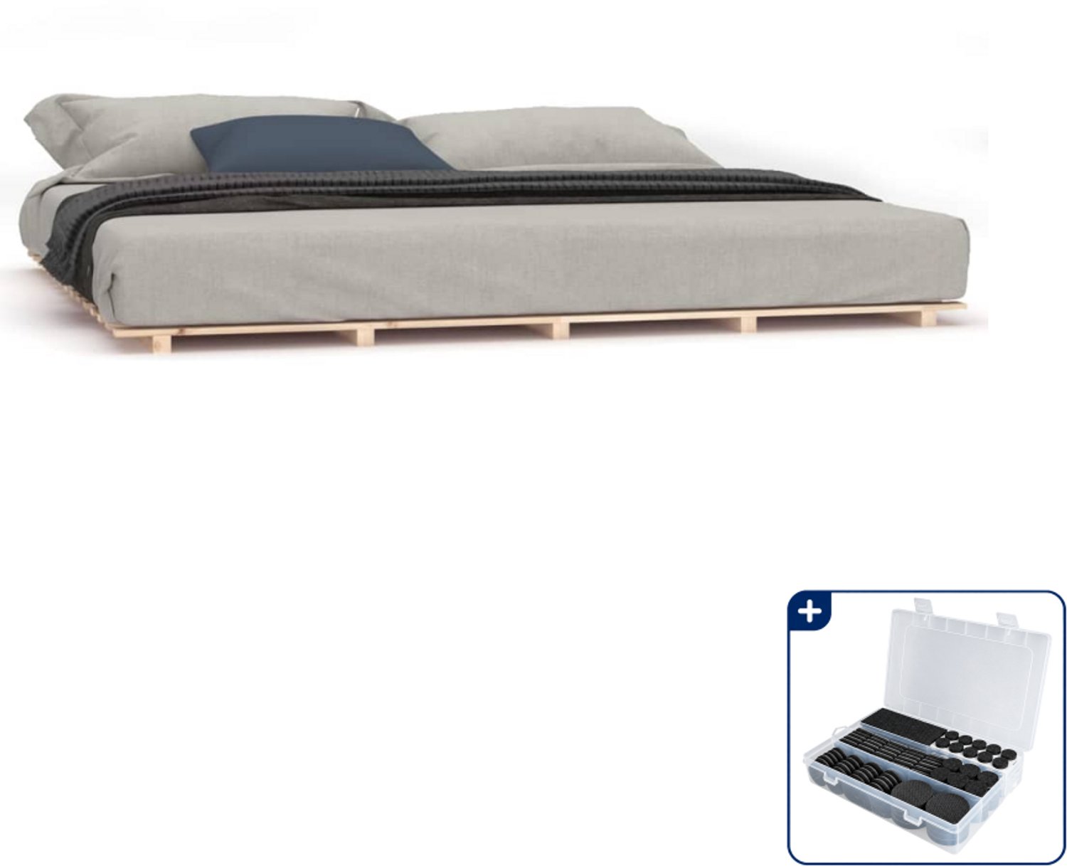 vidaXL bedframe Queensize - 160 x 200 cm - massief grenenhout - Inclusief antikrasvilt 177-delig Bruin