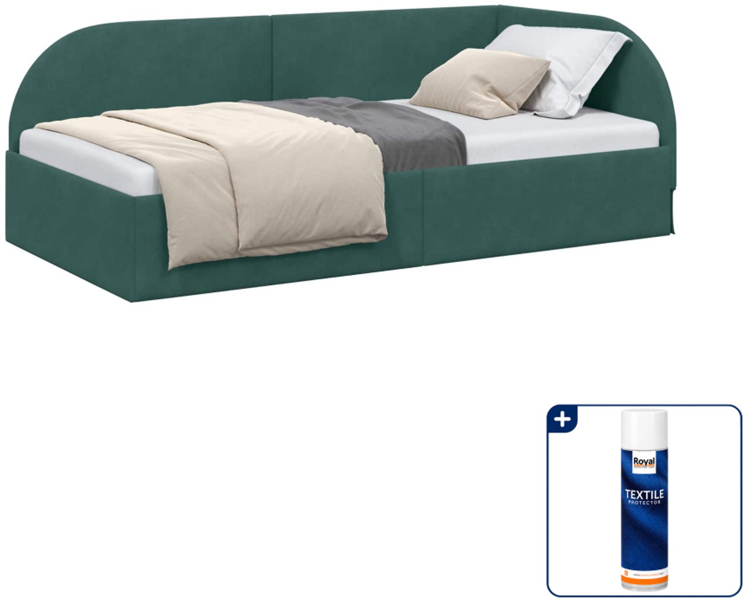 vidaXL hoekbedframe - 90 x 190 cm - fluweel - donkergroen - Inclusief textielbeschermer 500 ml