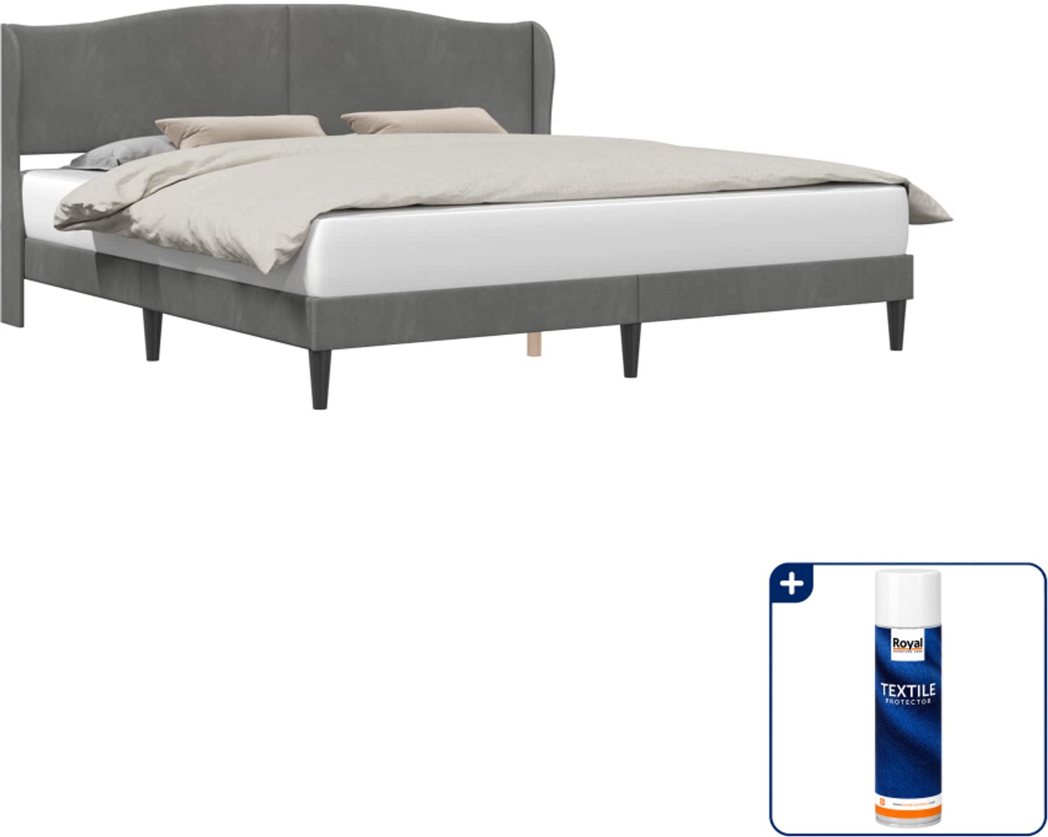 vidaXL Bedframe - 200 x 200 cm - fluweel - donkergrijs - Inclusief textielbeschermer 500 ml Donker Grijn